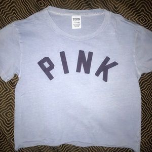 Victoria Secret PINK Blue College Crop Tee small